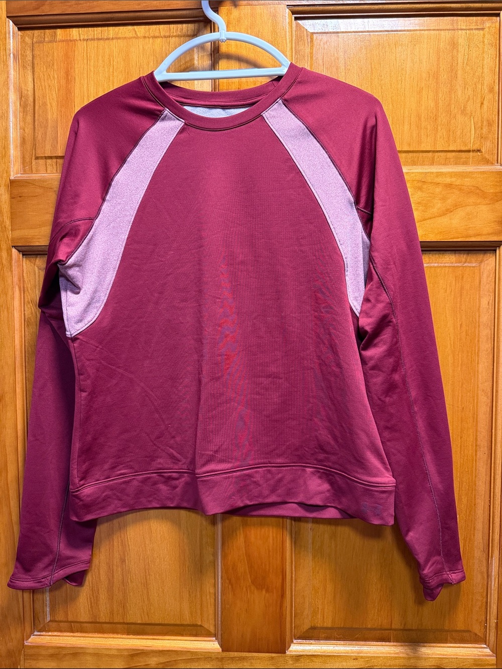 Under Armour Maroon Long Sleeve Crewneck with Light Pink Panels